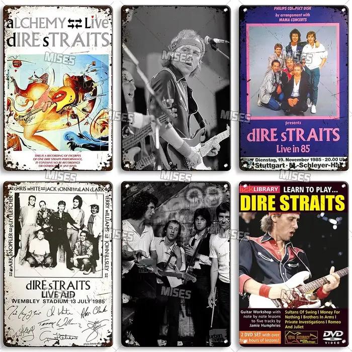 MISES Rock Band affiche en métal DIRE STRAITS bande Plaque décorative signe en métal rouillé Plaque métallique maison Club cuisine métal étain signe