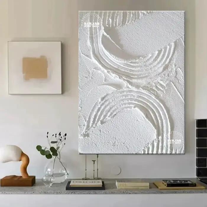 Peinture sur toile abstraite de ligne blanche