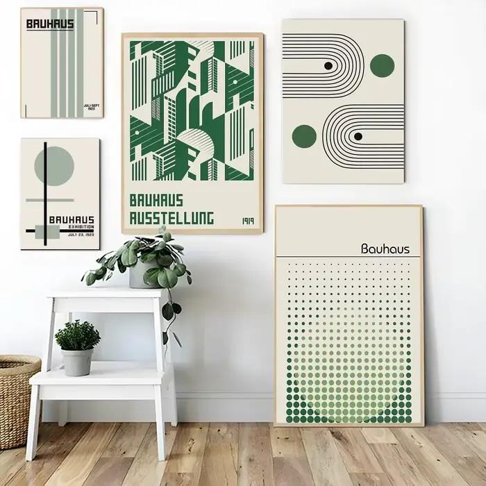 B-Bauhaus – affiche moderne de lignes de couleur verte