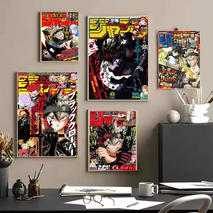 Autocollants d'affiche de dessin animé trèfle noir B
