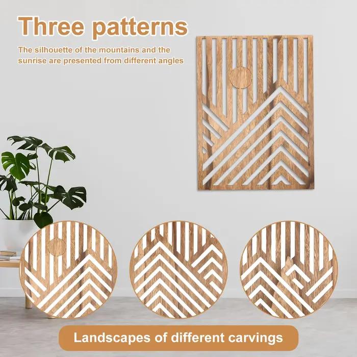 Lot de 3 sculptures murales en bois ajouré