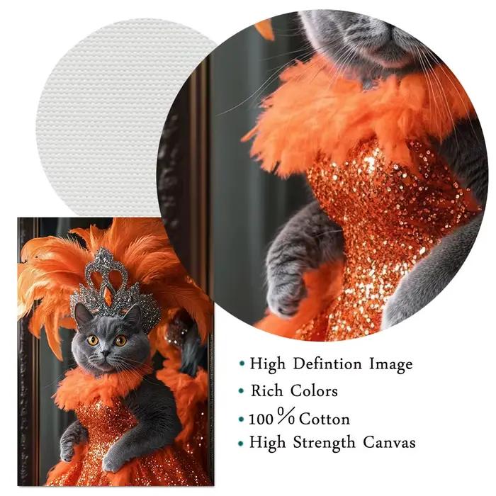 Affiche de carnaval reine chat paillettes plume animal de compagnie mode mur Art toile peinture mignon