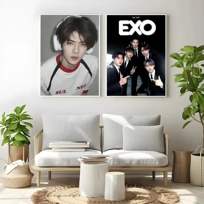 Affiche artistique autocollante du groupe de garçons EXO