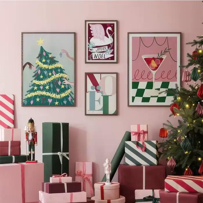 Affiche de décoration de boule d'arbre de noël