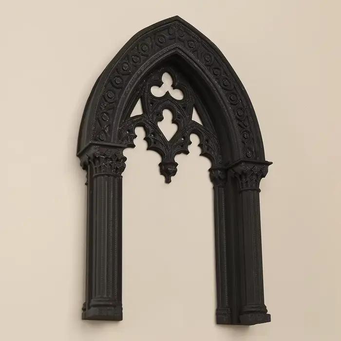Cadre décoratif mural en arche double colonne de style gothique transfrontalier pour décoration murale d'intérieur