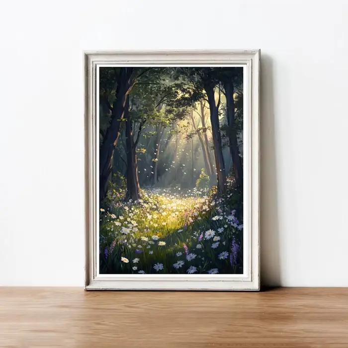 Peinture à l'huile Vintage montagnes rivières forêt fleurs et paysage affiche toile Art imprime maison chambre mur photo décor cadeau