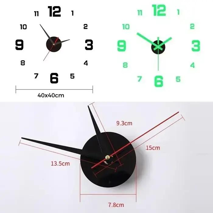 Horloge murale lumineuse 3D sans cadre en acrylique