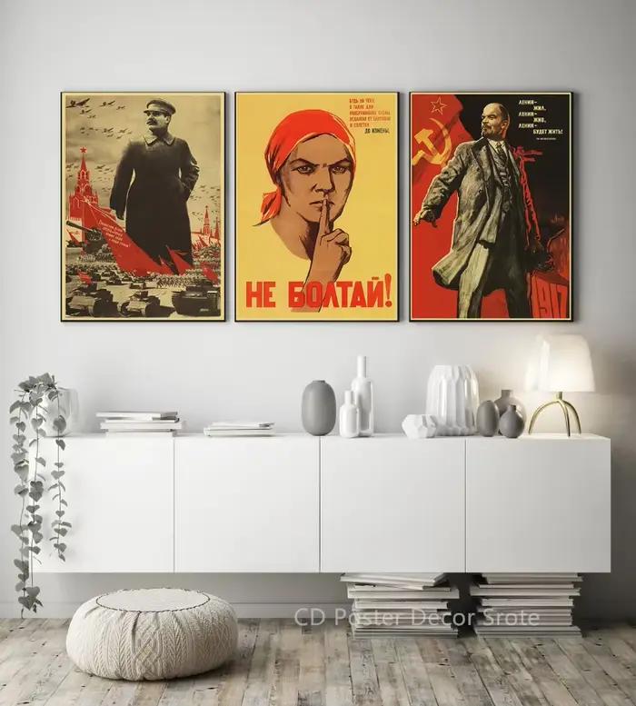 Affiches Rétro Soviétique en Papier Kraft