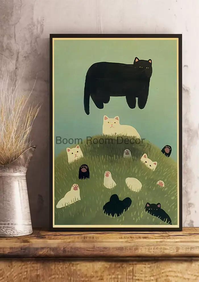 Affiche en papier chat amoureux amusant et mignon
