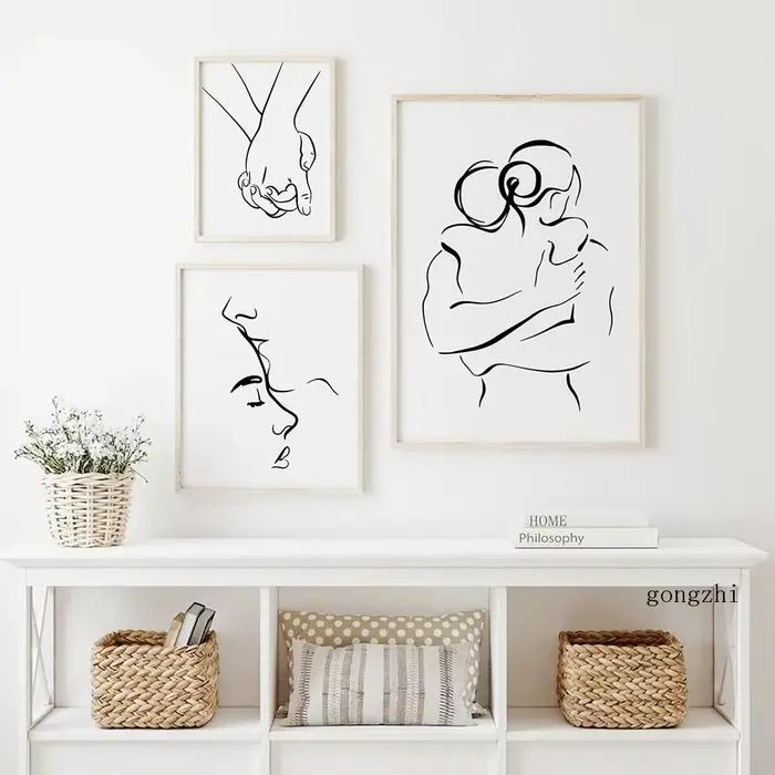 Affiches de ligne de Couple d'amour romantique