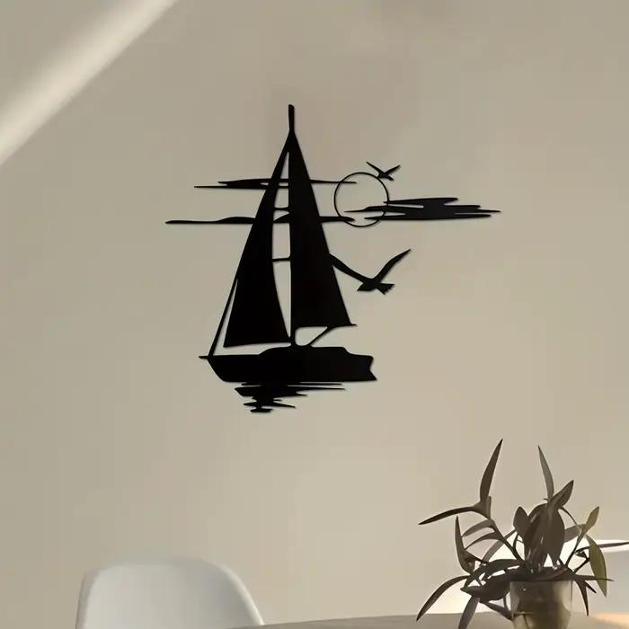 Autocollant mural artistique en forme de bateau flottant, adapté à la décoration des salons, des chambres à coucher et des salles à manger avec murs artistiques