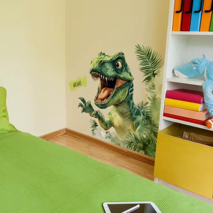 Autocollant Mural de dinosaure peint de dessin animé