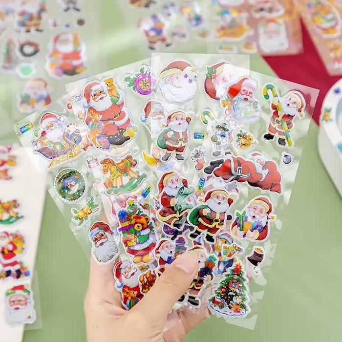 Autocollants à bulles 3D dessin animé père noël