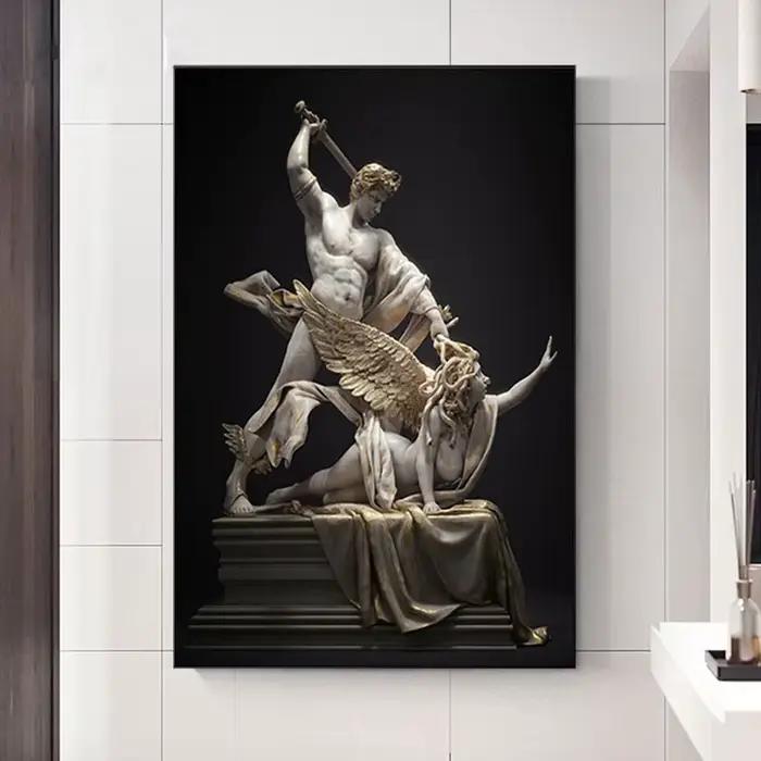 Toile de peintures avec figurines de mythologie