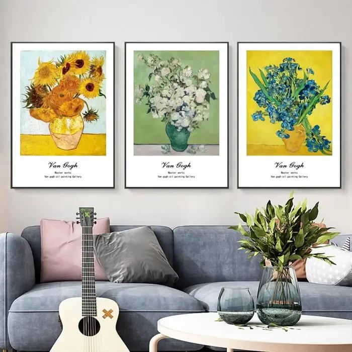 Van Gogh nuit étoilée tournesol récolte mur Art affiche célèbre Mural moderne décor à la maison toile photo impression salon décorer