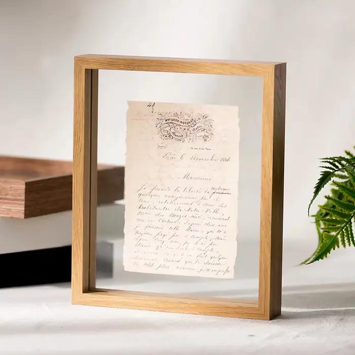 Cadre d'échantillon en bois avec cadre Photo en verre véritable