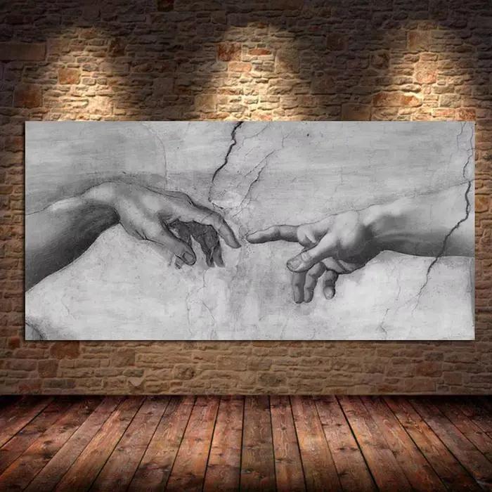 Toile d'art célèbre de la création d'adam de Michelangelo