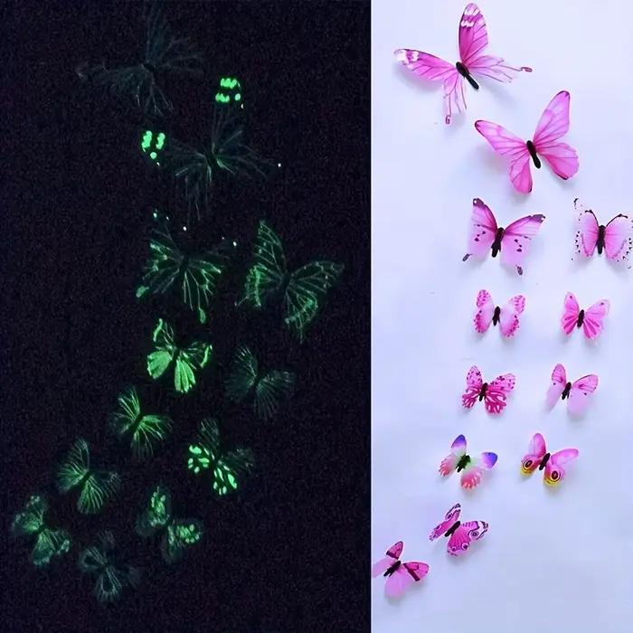 Autocollant mural créatif papillon lumineux 3D