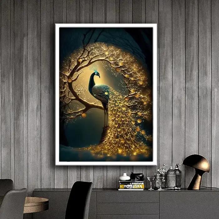Peinture sur toile d'arbre de paon doré