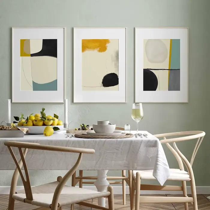 Ensemble de 3 imprimés d'art mural abstraits Beige Tan