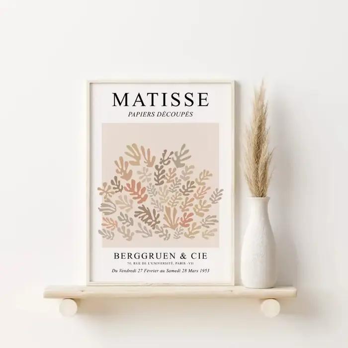 Affiche rétro abstraite beige neutre style Matisse