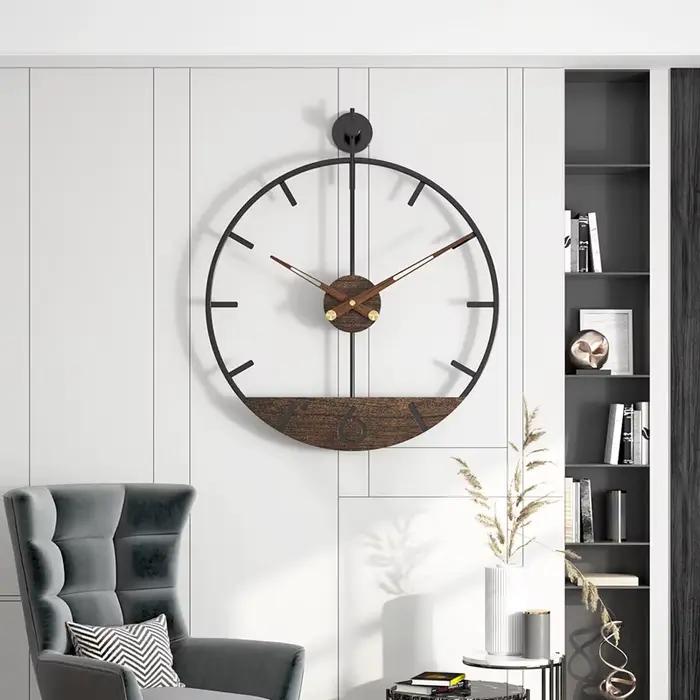 60cm Wood Large Wall Clock for Living Room Nordic 3d Silent Clocks