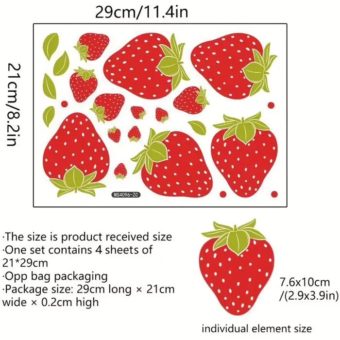 Les autocollants muraux transparents en forme de fraises sont amovibles et mignons