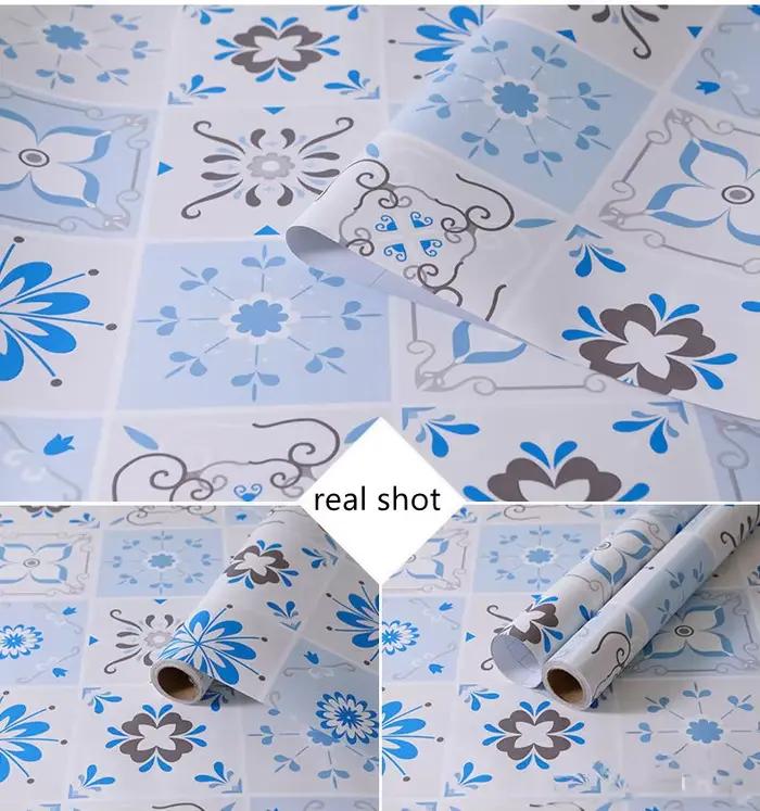 Tapis de sol auto-adhésifs pelables, autocollants de carreaux de cuisine, épais, résistant à l'usure, non ald, imperméable, douche, décoration d'intérieur