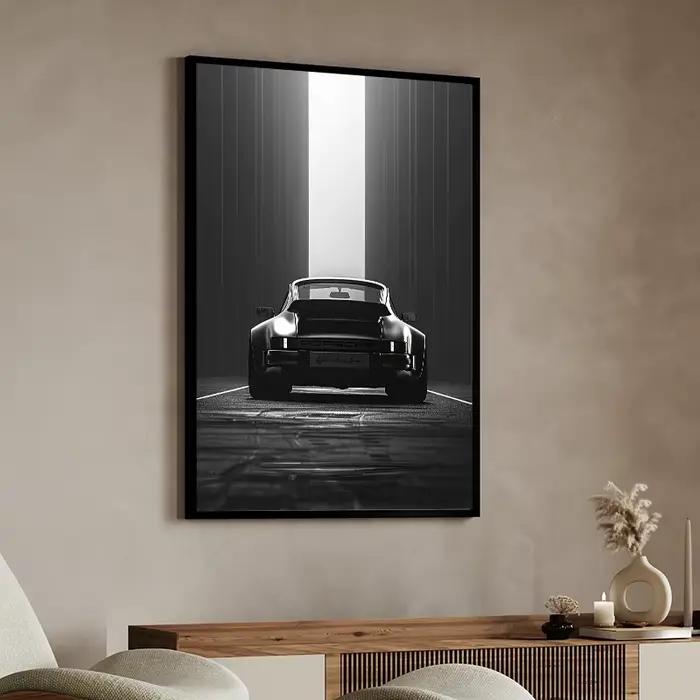 Affiche d'art de voiture de luxe noir et blanc