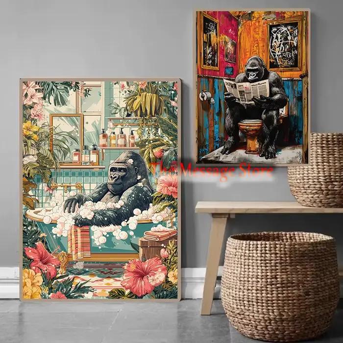 Gorille dans le bain moussant Boho Jungle salle