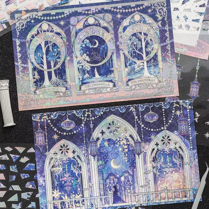 Autocollant 3D Paysage Étoilé Scintillant Kawaii Stardust Castle – Scène de Cabane DIY, Cadeau de Festival