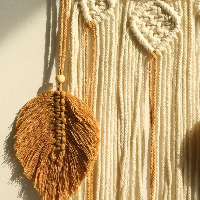 Grand Attrape-rêve Mural en Macramé de Style Boho