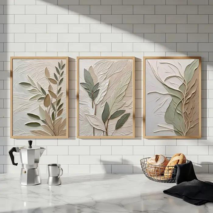 Ensemble de 3 affiches murales sur toile texturée