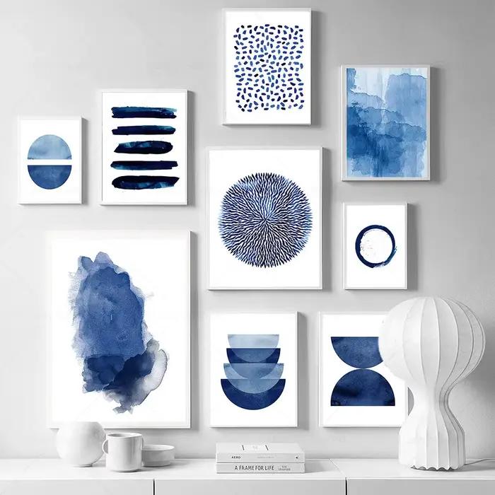 Toile de peinture abstraite bleu marine