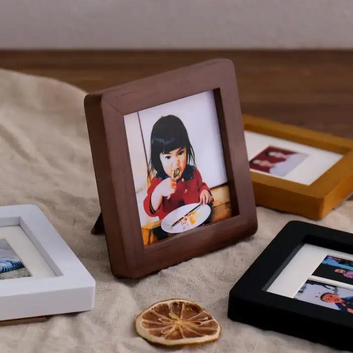 Mini cadre photo vintage créatif en bois, porte-cartes photo pour enfants et bébés, décoration intérieure, Porta Retrato