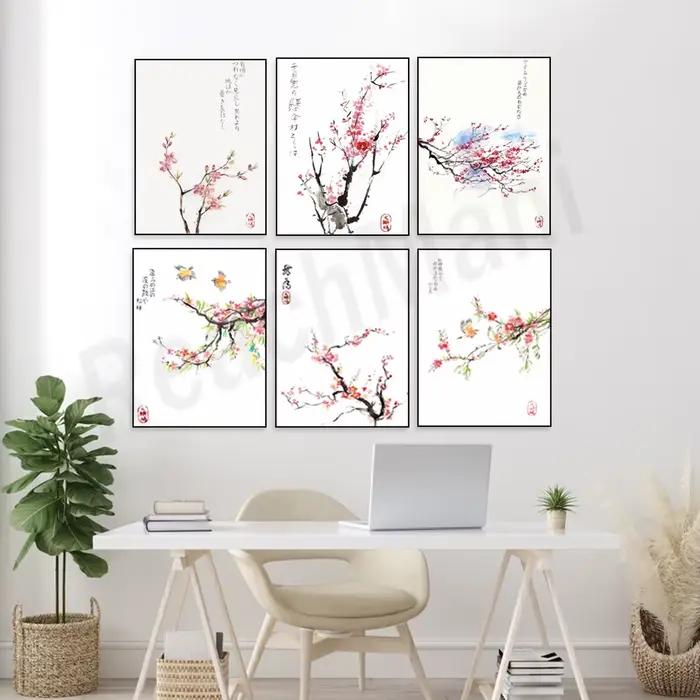Fleurs de cerisier aquarelle de style japonais