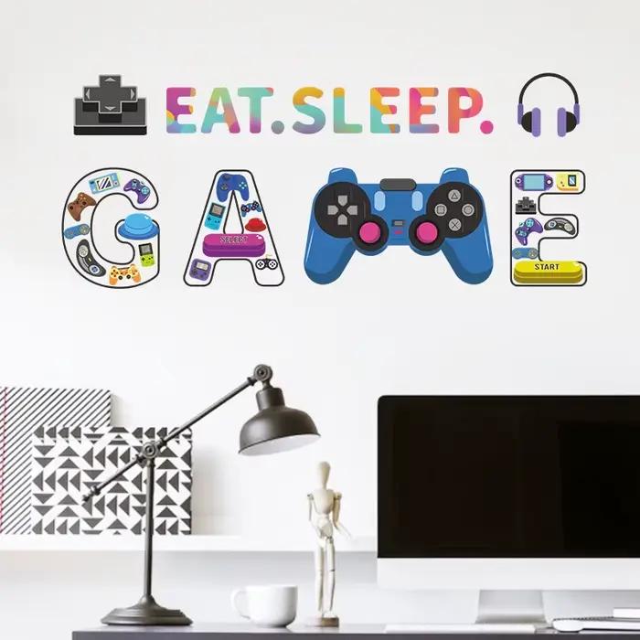 1 pièces autocollants muraux Gamer venir sur chambre salon électrique garçon jouer jeu dessin animé Stickers