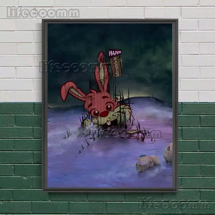 Toile d'art mural Vintage lapin de pâques et Dr Punk