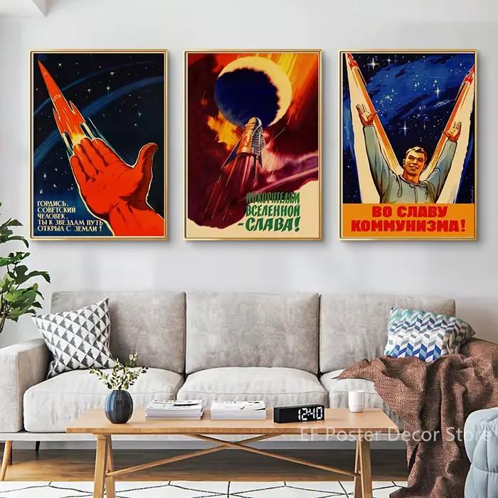 Affiches de fusée spatiale soviétique
