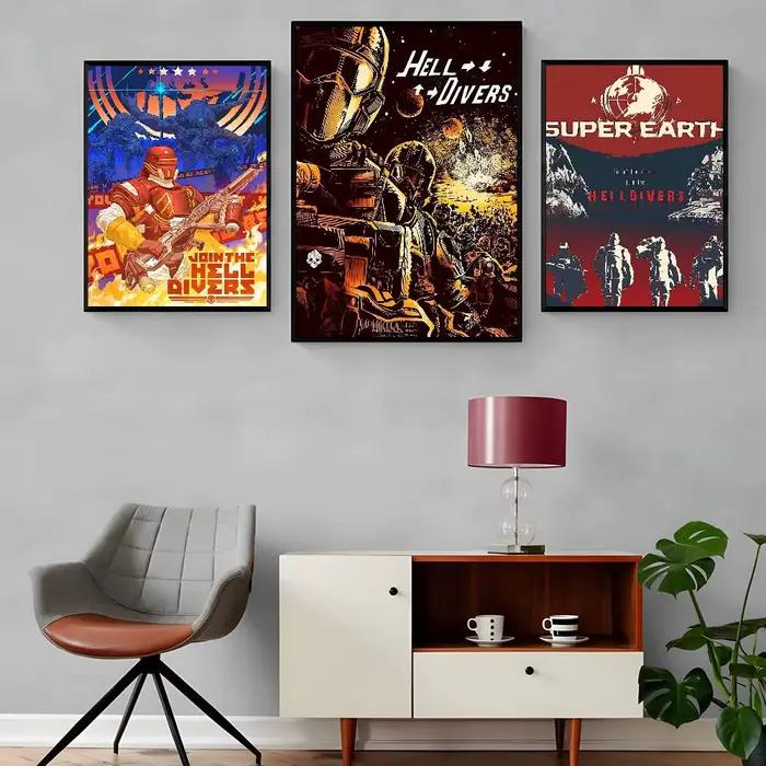 Affiche murale vintage Game H-Helldivers