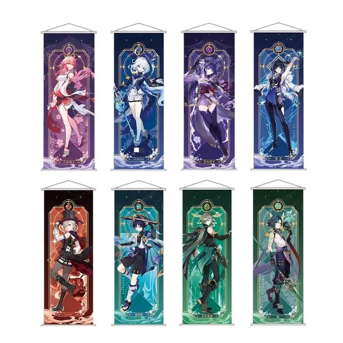 Xiao Yelan Kazuha Hutao Genshin Impact défilement toile tenture murale peinture décor à la maison Anime affiche mur Art chambre décoration