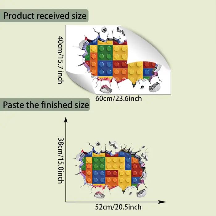 Autocollants muraux en vinyle en forme de briques Lego colorées pour chambre d'enfant