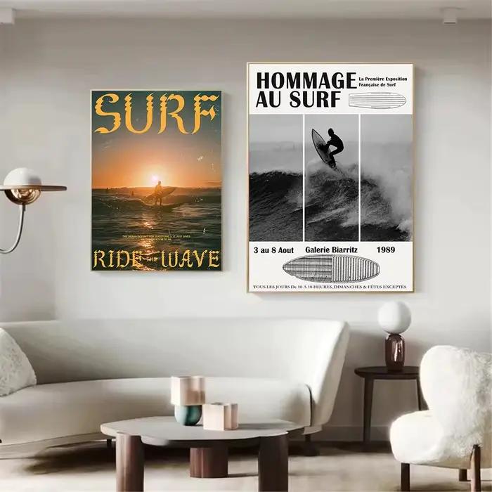 Affiche Murale Rétro Tendance sur Toile : Filles Surfistes