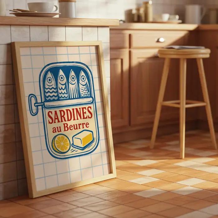 Toile de sardines en conserve rose imprimée