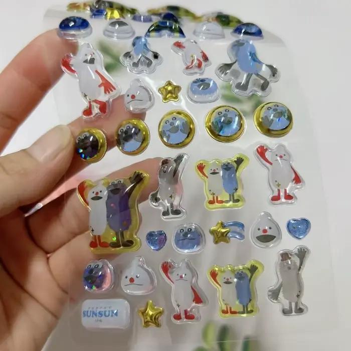Autocollant transparent en relief 3D style rétro alimentaire dessin animé