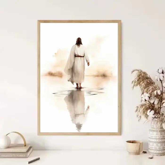 Affiche de prière aquarelle catholique vierge marie et enfant jésus