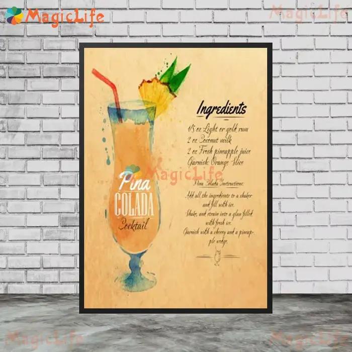 Bar boissons liste Cocktail photos murales pour cuisine salle thé Restaurant décor nordique affiche mur Art toile peinture sans cadre