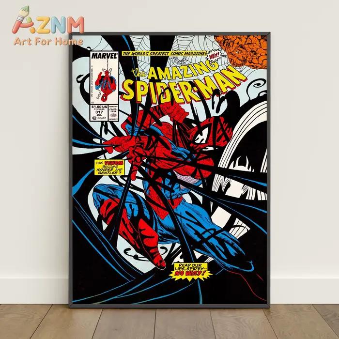 Affiche de couvertures de bandes dessinées Spiderman _ Art mural Peter Parker _ Impression sur toile du film