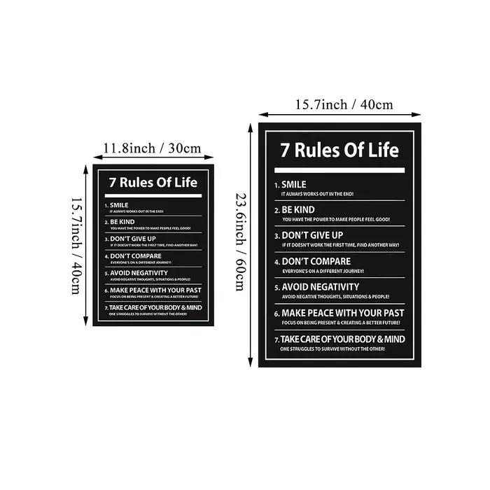 Affiche de citation de motivation de lettre de 7 règles de vie