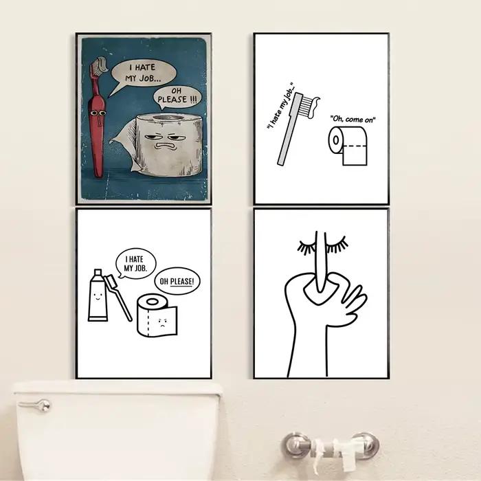 Affiche humoristique en papier toilette et brosse à dents